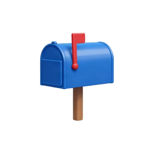 Blue mailbox with red flag