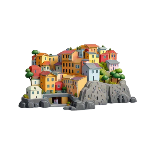 tall colorful houses and coastal rock ledge, depicting Manarola Cinque Terre.