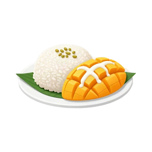 Thai mango sticky rice with ripe mango slices and coconut cream