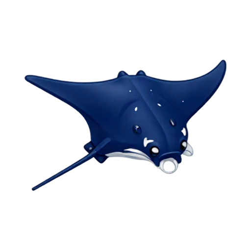 Dark blue manta ray gliding