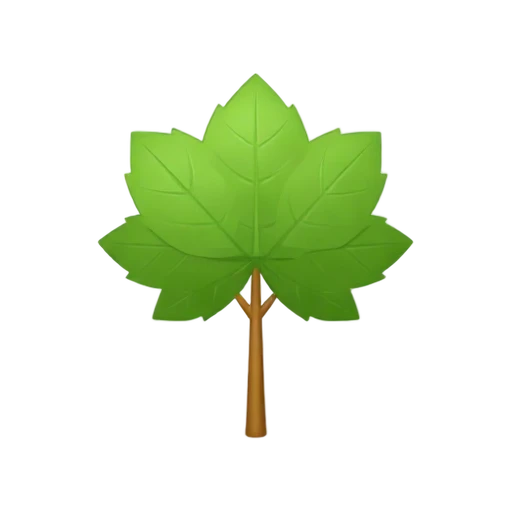 One young green maple sapling with thin brown trunk and five leaves, no ground, shadow, or scenery.