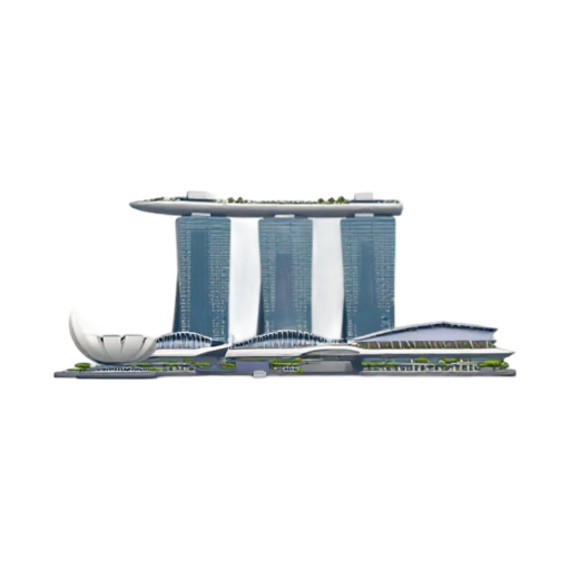 Three Marina Bay Sands towers under a long rooftop deck
