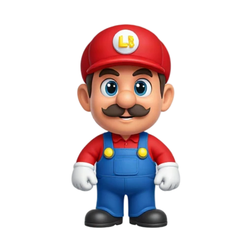 Mustached video game plumber in red cap and blue overalls emoji