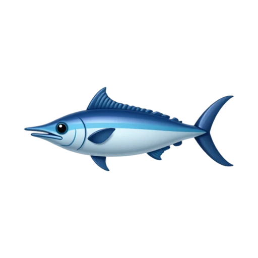 A blue marlin with a long spear-shaped bill and tall dorsal fin