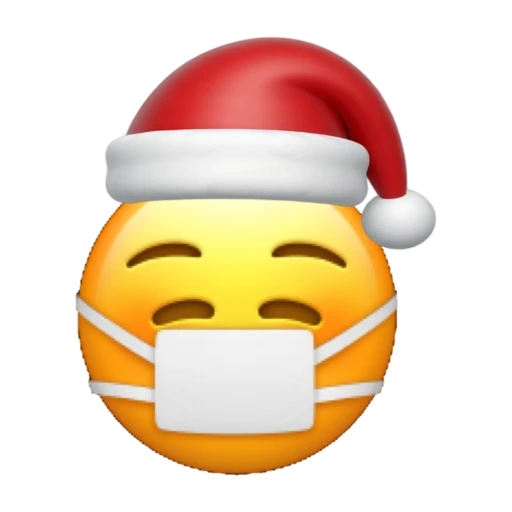 Mask emoji face wearing a red Santa hat on a transparent background.