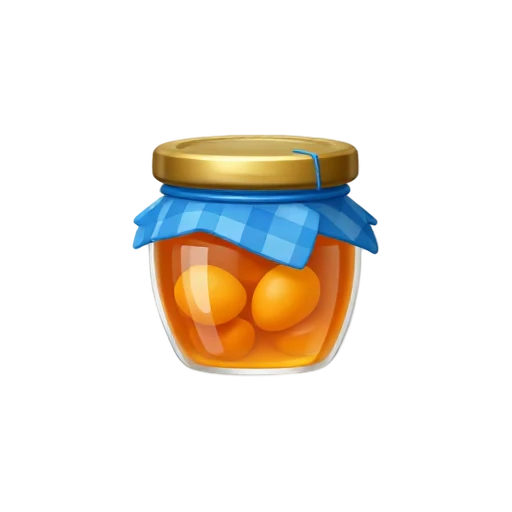 Jar of peach preserves with fabric lid