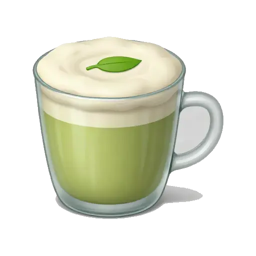 Glass cup of green matcha latte