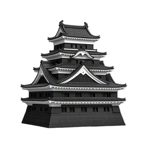 black-and-white keep and curved tiled roofs, depicting Matsumoto Castle.