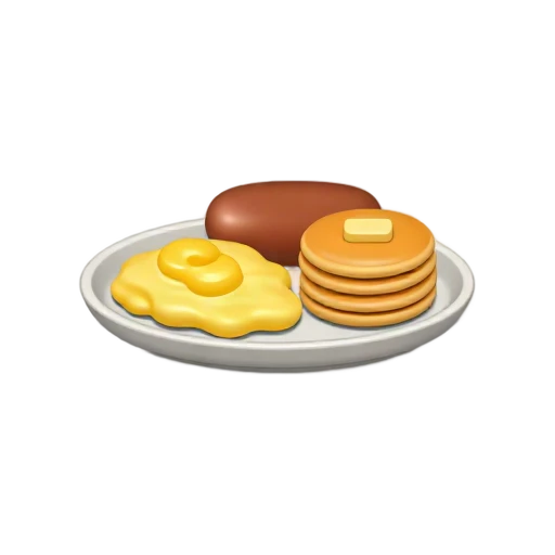 Scrambled eggs sausage and pancakes in a breakfast platter