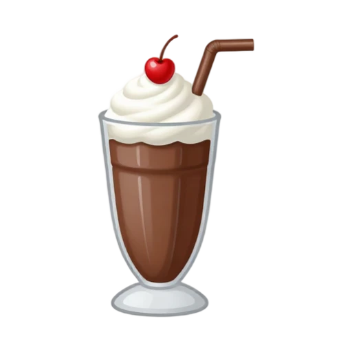 Chocolate milkshake topped with a whipped cream swirl