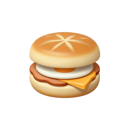 Round egg and cheese inside a toasted English muffin