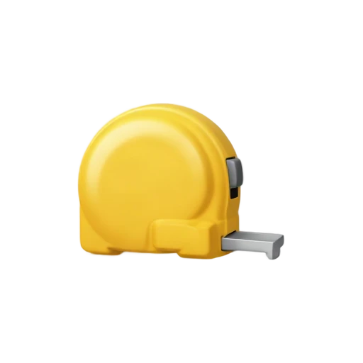 One yellow retractable measuring tape with a short silver tape extending, no readable numbers, shadow, or scenery.