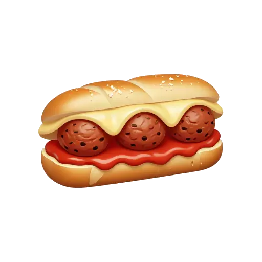 Meatball sub sandwich with melted cheese