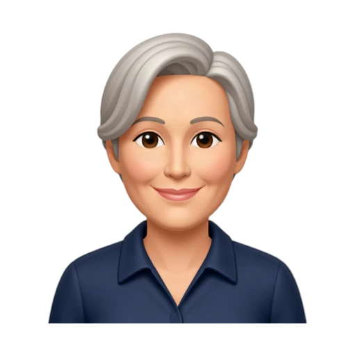 Meryl Streep smiling in a navy collared blouse