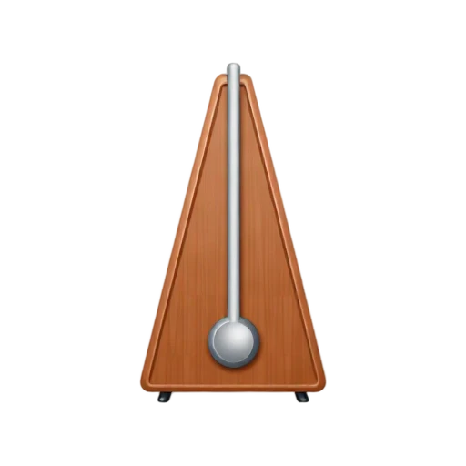 One classic wooden metronome standing upright with a silver pendulum arm, no text, shadow, or scenery.