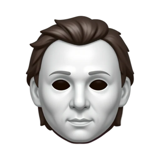 Michael Myers head with pale expressionless human mask and short swept-back dark brown hair