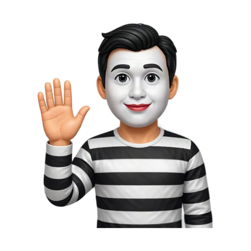 Mime performer in striped shirt emoji