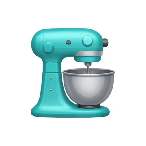 One turquoise stand mixer with silver bowl and raised beater, no counter, shadow, or scenery.