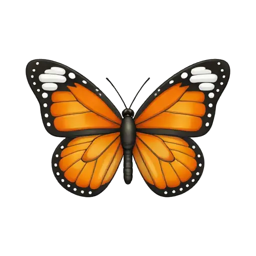 Orange monarch butterfly with open wings