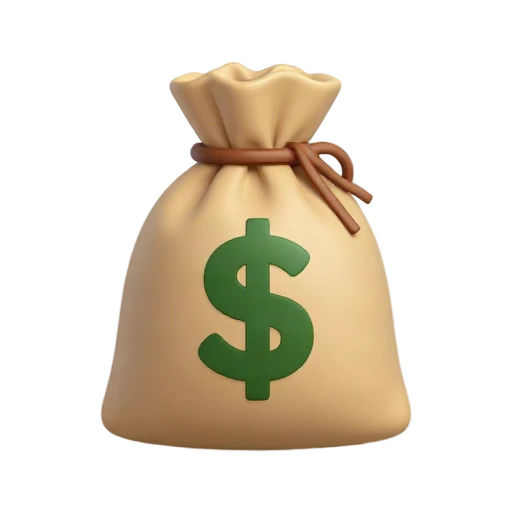 Tan money bag with dollar symbol
