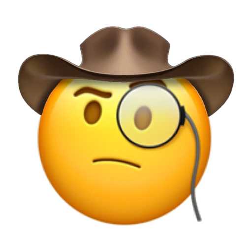 Monocle Cowboy on a transparent background with a brown cowboy hat.