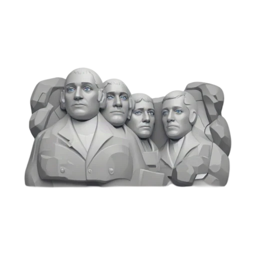 Four carved presidential faces on Mount Rushmore