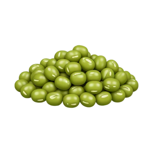 Small glossy green mung beans with pale marks