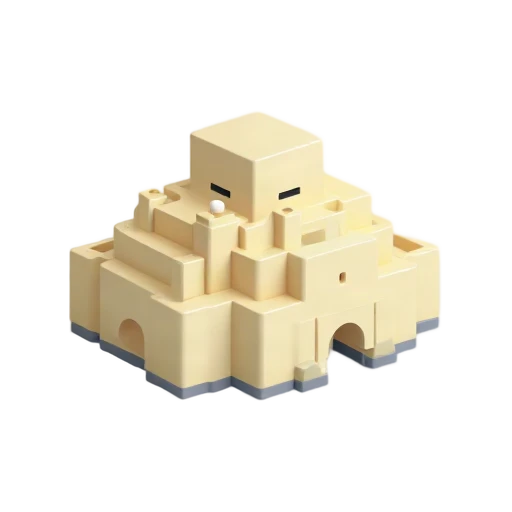 cream geometric building blocks and central cube, depicting Museum of Islamic Art Doha.