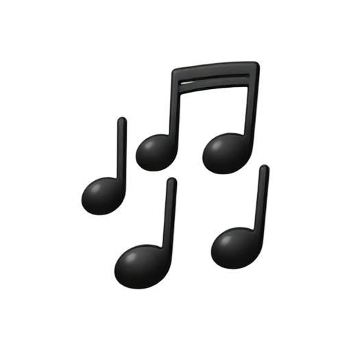 Three floating black eighth music notes arranged in a gentle upward curve, isolated symbol, no staff, shadow, or scenery.