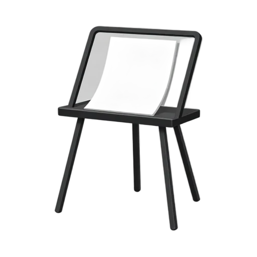 Music Stand with black angled metal desk and one blank white music sheet