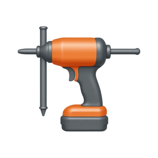 Nail Gun with long straight nail magazine and short safety contact tip