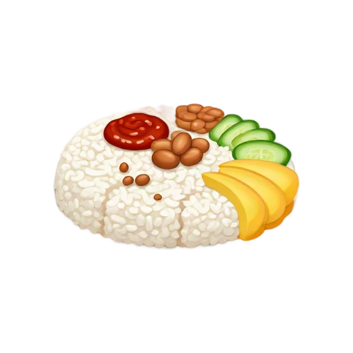 Nasi lemak coconut rice with sambal, peanuts, anchovies, egg, and cucumber