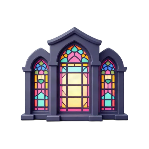 pink stained-glass window wall and sunlight-colored geometric patterns, depicting Nasir al-Mulk Mosque Windows.