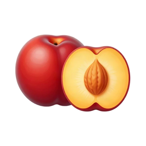 Smooth-skinned nectarine cut open to reveal golden flesh