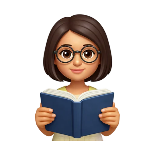 Nerd girl with glasses and textbook emoji