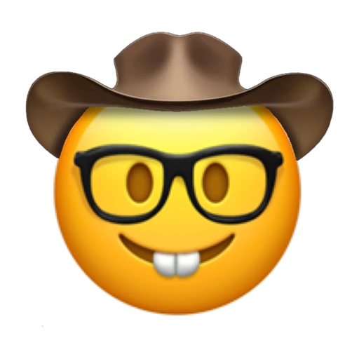 Nerdy Cowboy on a transparent background with a brown cowboy hat.