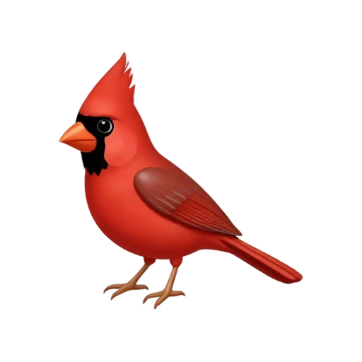 Red northern cardinal bird with pointed crest and black face mask