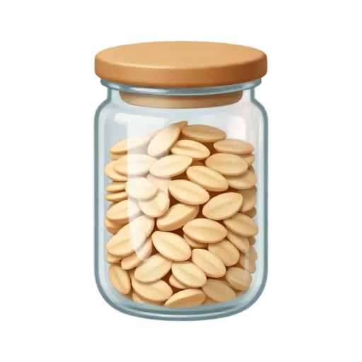 Glass jar of pale rolled oats with a wooden lid