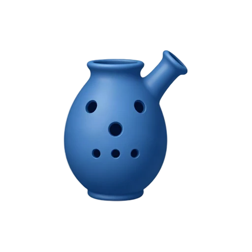 Ocarina with smooth oval vessel body and short protruding mouthpiece