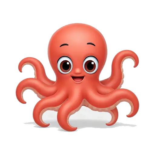 Orange octopus waving a curling tentacle
