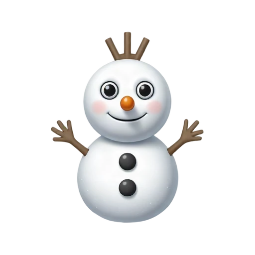 Friendly snowman with carrot nose and twig arms emoji