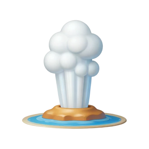 tall plume of water and low mineral mound, depicting Old Faithful Geyser.
