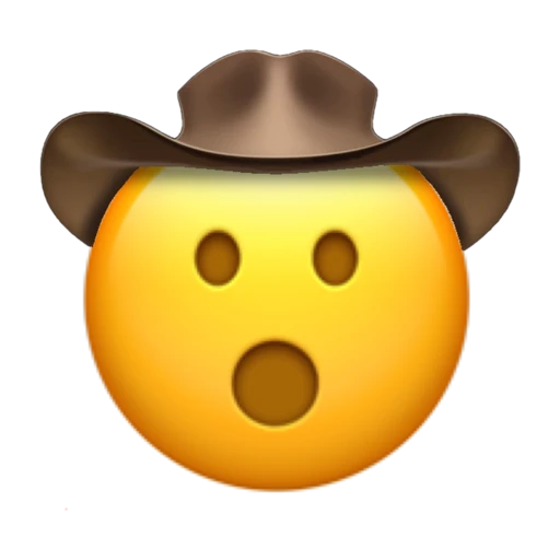 Open Mouth Cowboy on a transparent background with a brown cowboy hat.
