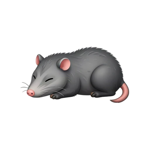 Opossum playing dead with eyes closed