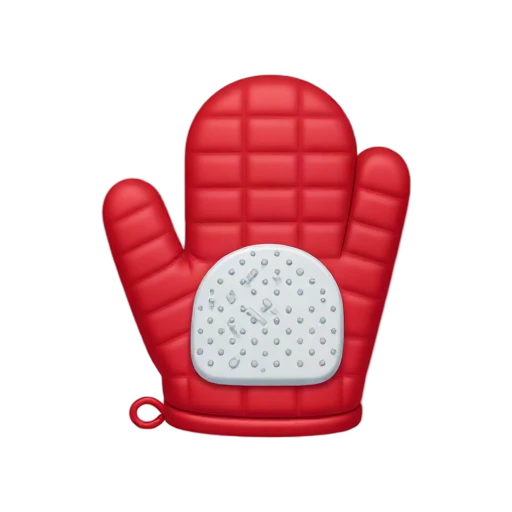 Red quilted oven mitt with textured grip dots