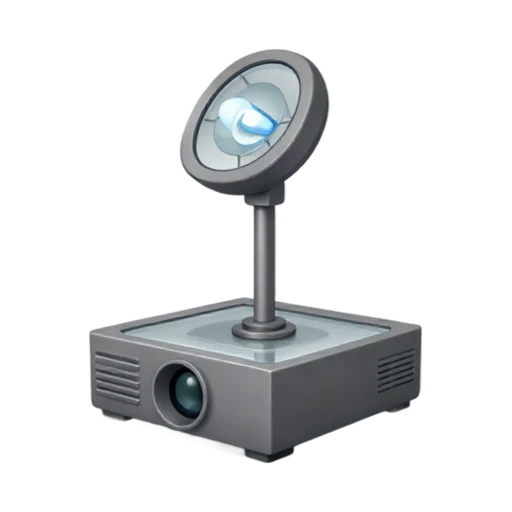 Classic overhead projector with glass base and raised mirror head