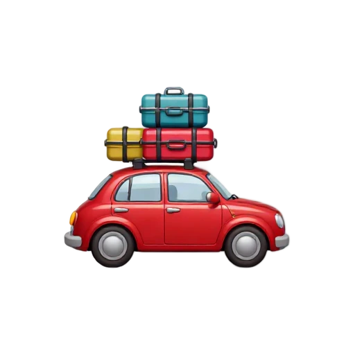 Overpacked car with roof luggage emoji
