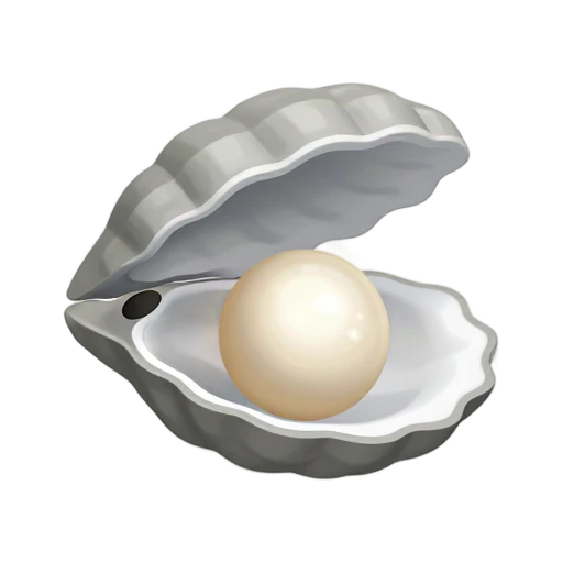 Open oyster shell with a large pearl inside