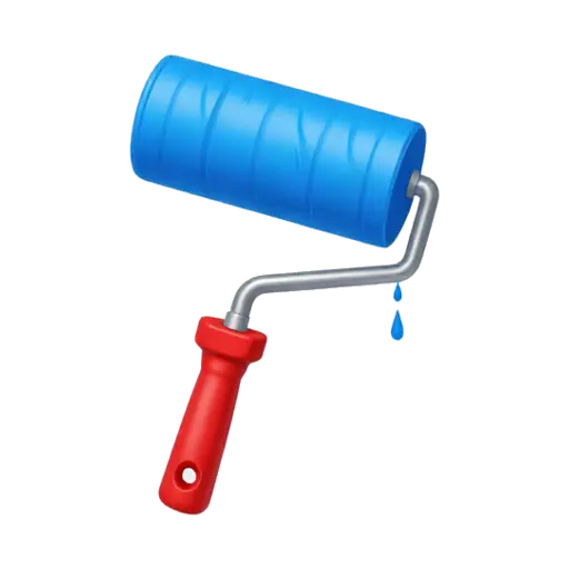 Paint roller covered in blue paint