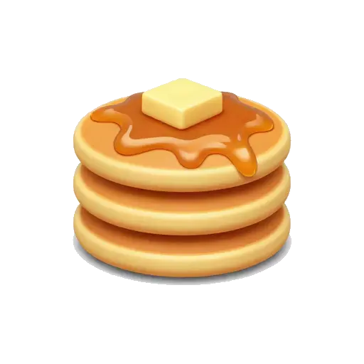 Stack of pancakes with butter and maple syrup